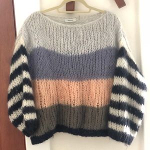 Maiami Basic Mohair Blend Color-blocked Striped Sweater Women’s Size S